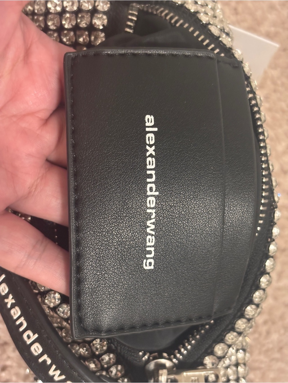 Alexander Wang Silver Crystal Mini Bag with Black Strap - Picture 11 of 16